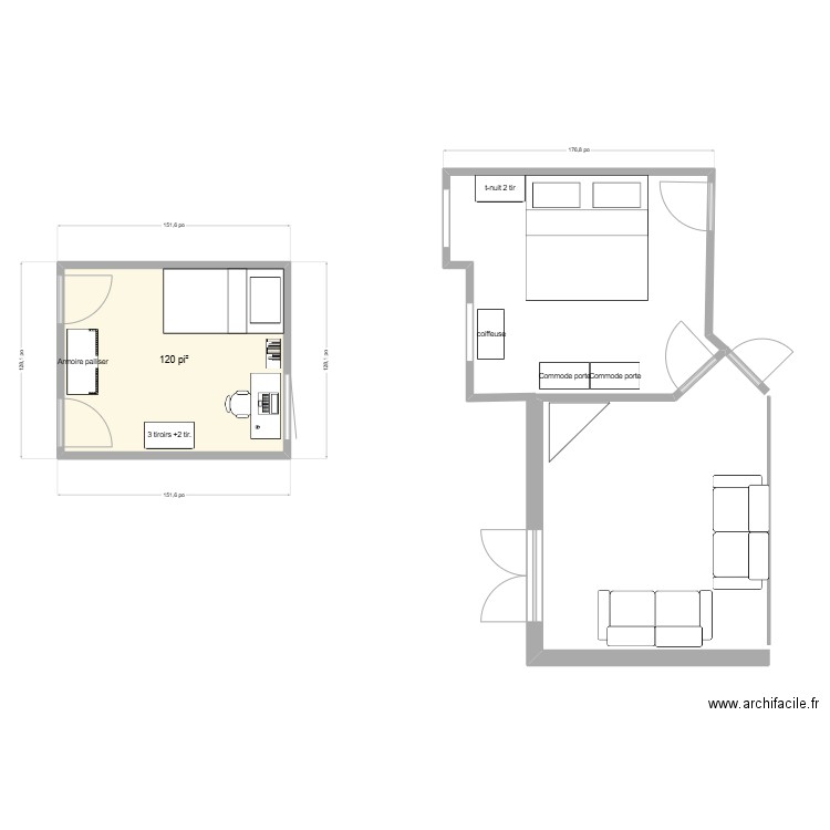 plan plancher. Plan de 1 pièce et 11 m2