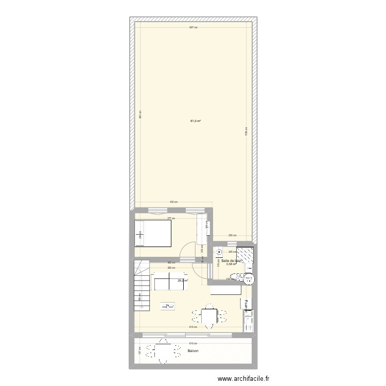 Étage dessus carmaux SANA. Plan de 4 pièces et 102 m2