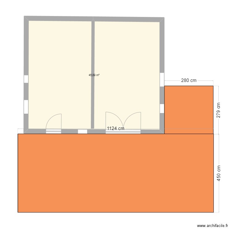 Cabane étang 1. Plan de 1 pièce et 46 m2