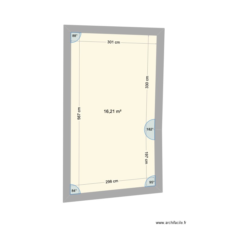 souplex. Plan de 1 pièce et 16 m2