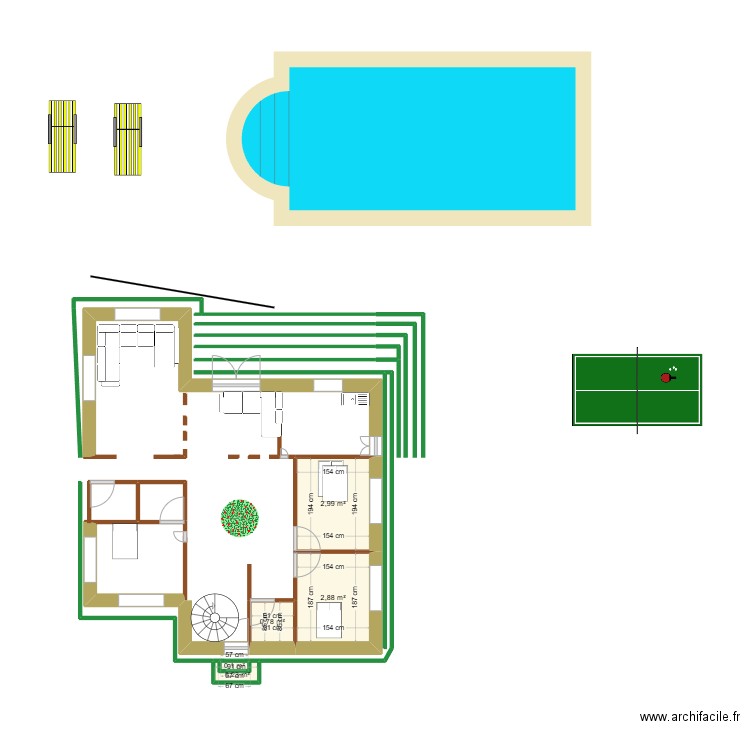 plan tleyta. Plan de 5 pièces et 7 m2