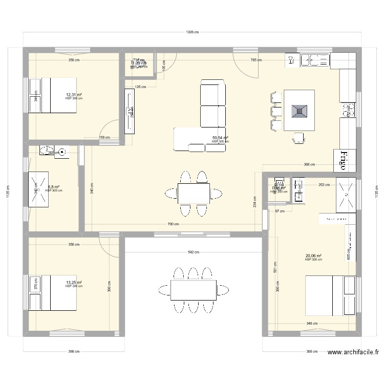 V11. Plan de 7 pièces et 114 m2