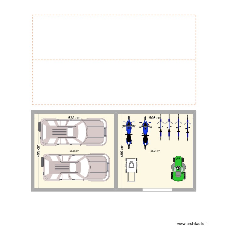 Garage 2. Plan de 2 pièces et 52 m2