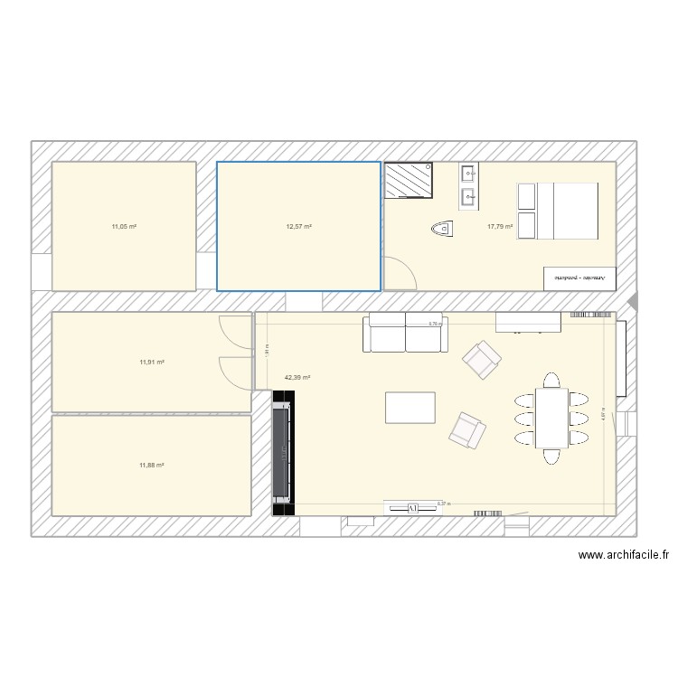 PARENTS. Plan de 6 pièces et 108 m2