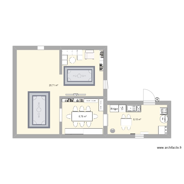 Maison 1. Plan de 3 pièces et 41 m2