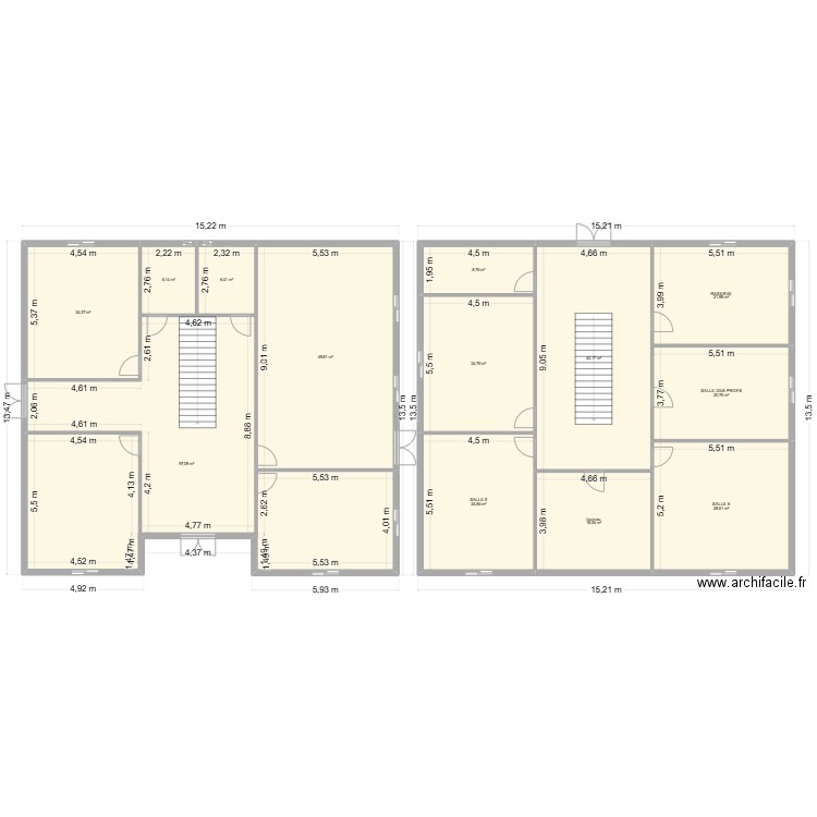 ecole. Plan de 13 pièces et 374 m2