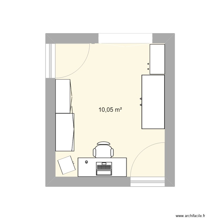 chambre+conserverie. Plan de 1 pièce et 10 m2