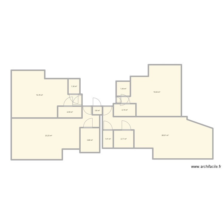 Allard - combles. Plan de 12 pièces et 104 m2