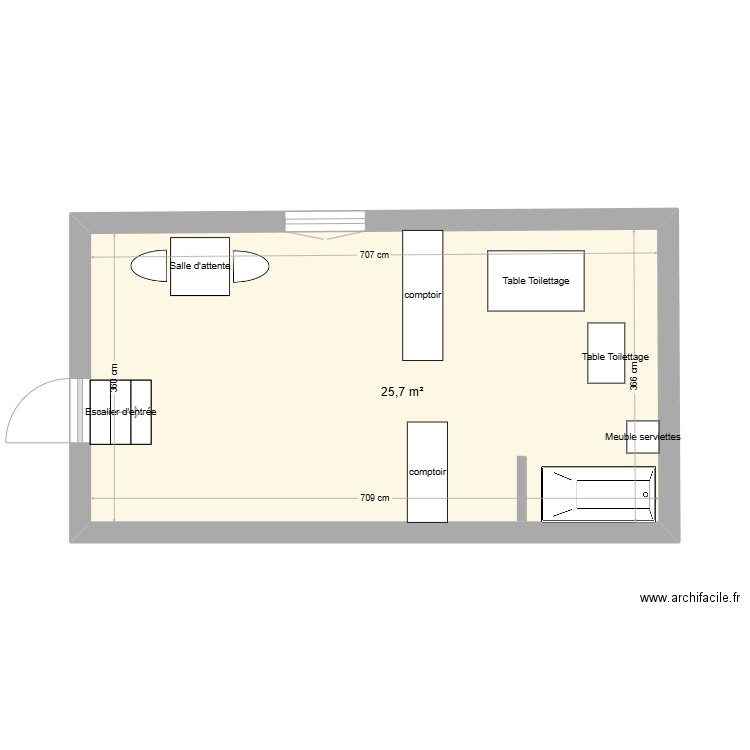 SALON VERO. Plan de 1 pièce et 26 m2