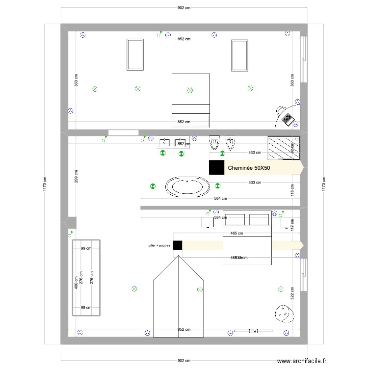 maison sauze. Plan de 9 pièces et 222 m2