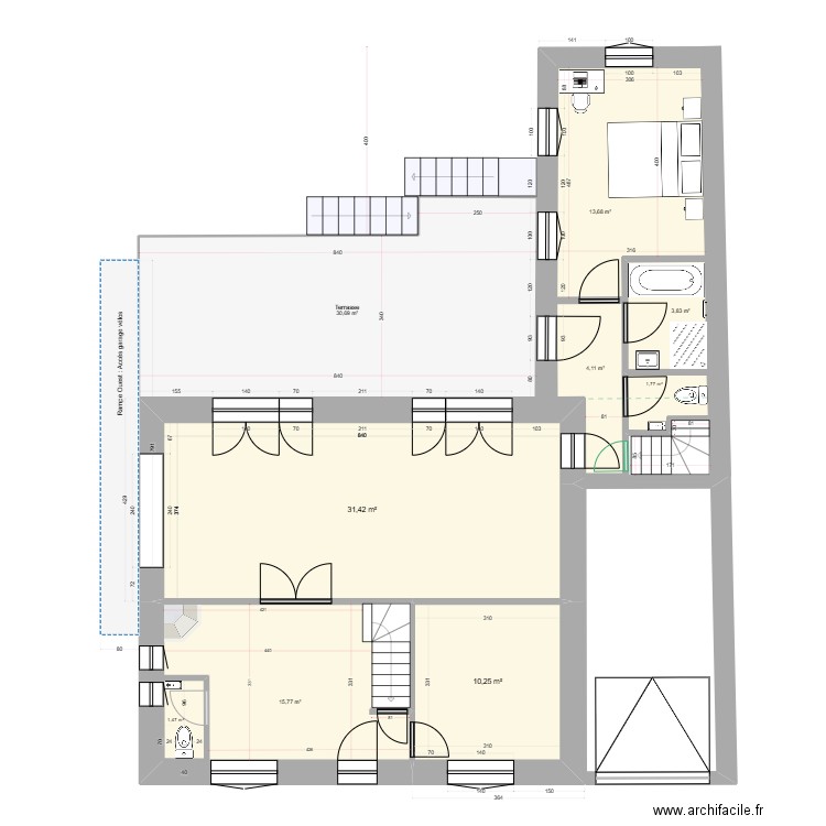 Projet_RDF_RDC avec WC_Révision_3.2. Plan de 9 pièces et 114 m2