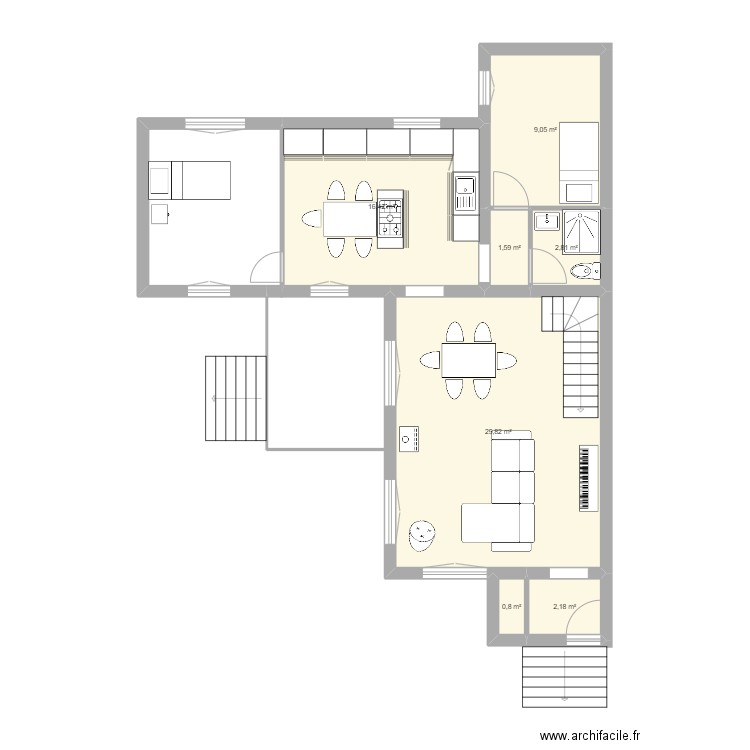 viroflay etage4 BIS. Plan de 7 pièces et 63 m2