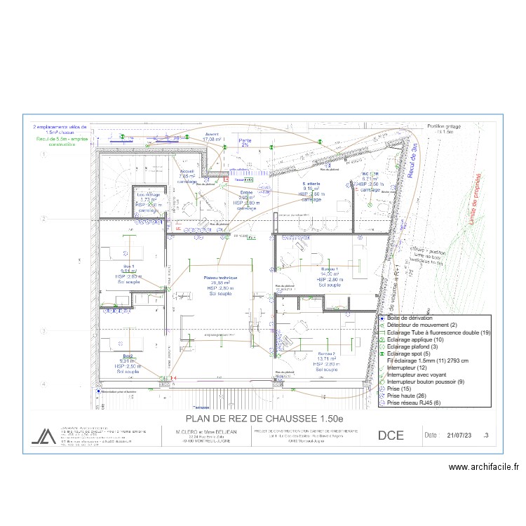 Plan électrique RDC Clero Beljean. Plan de 0 pièce et 0 m2