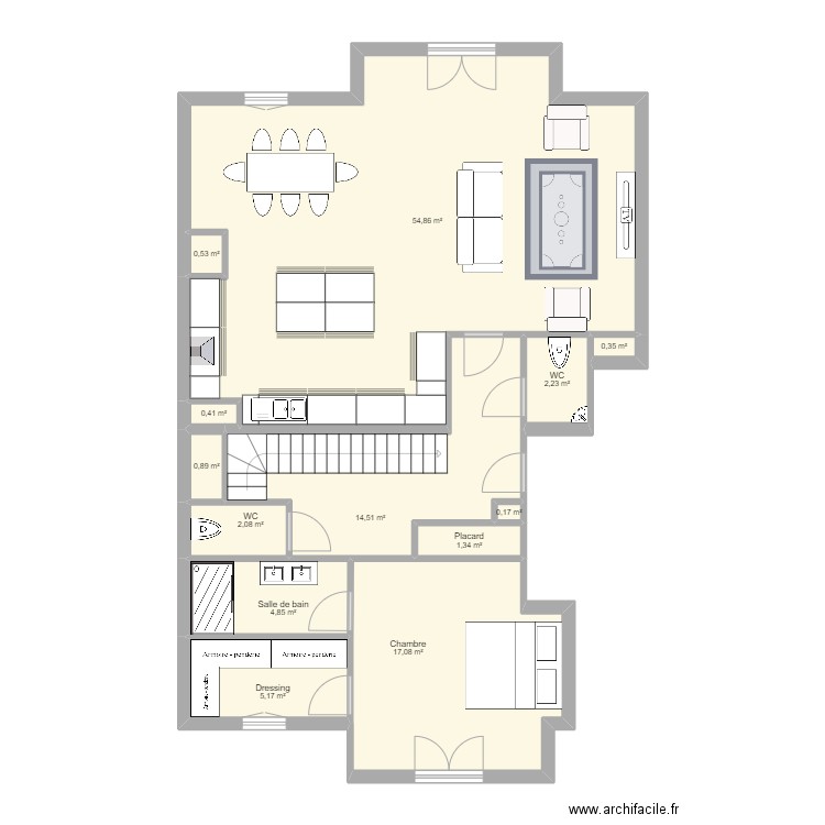 yagué. Plan de 13 pièces et 104 m2