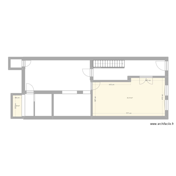 Rez. Plan de 2 pièces et 32 m2