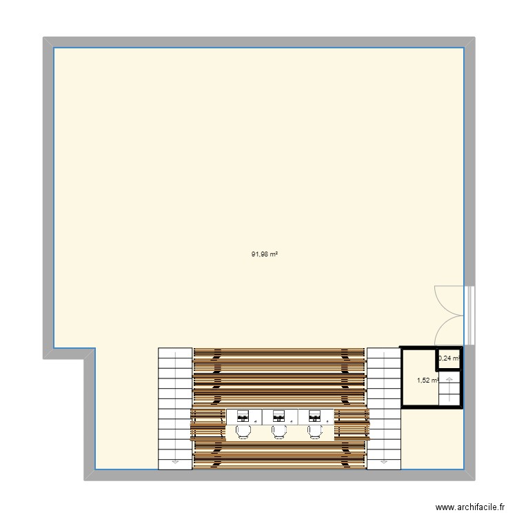 théatre du soleil. Plan de 3 pièces et 96 m2