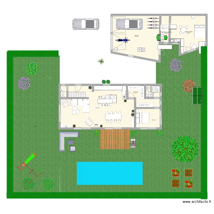 Maison 27. Plan de 8 pièces et 166 m2