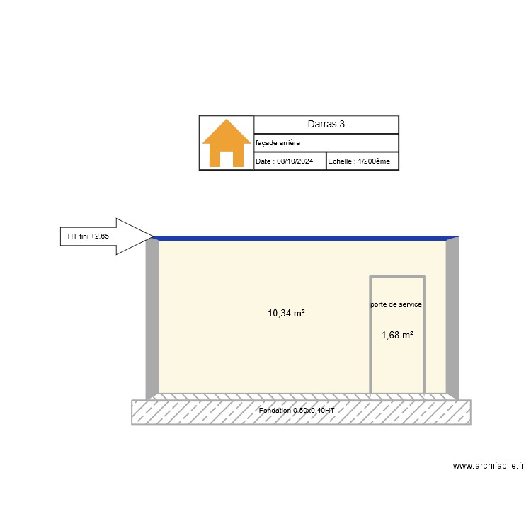 Darras 4. Plan de 2 pièces et 12 m2