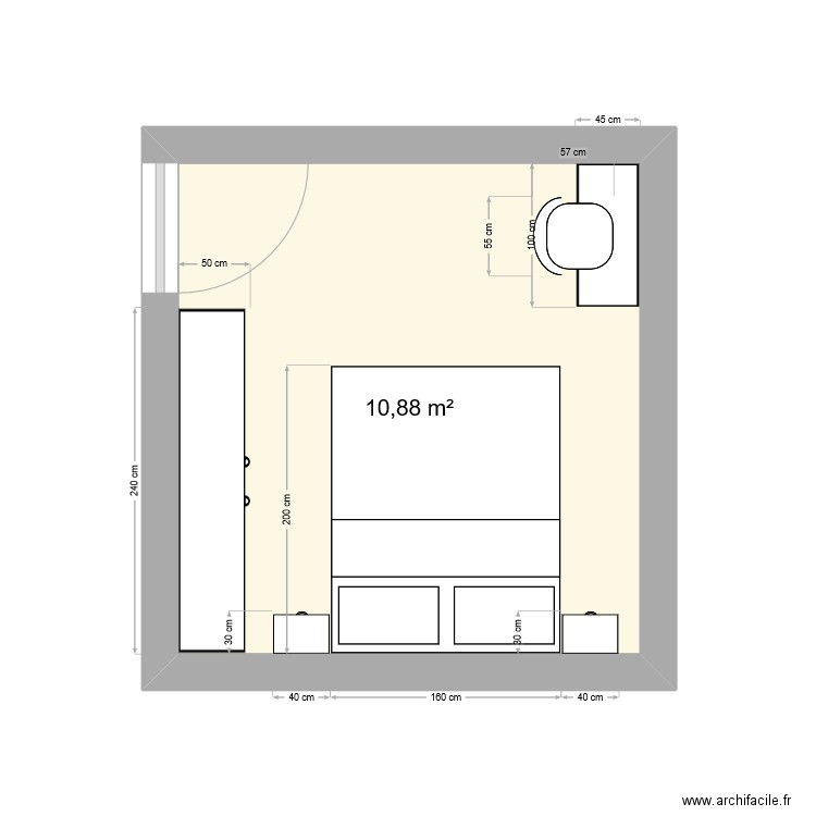 chambre à coucher Oran. Plan de 1 pièce et 11 m2