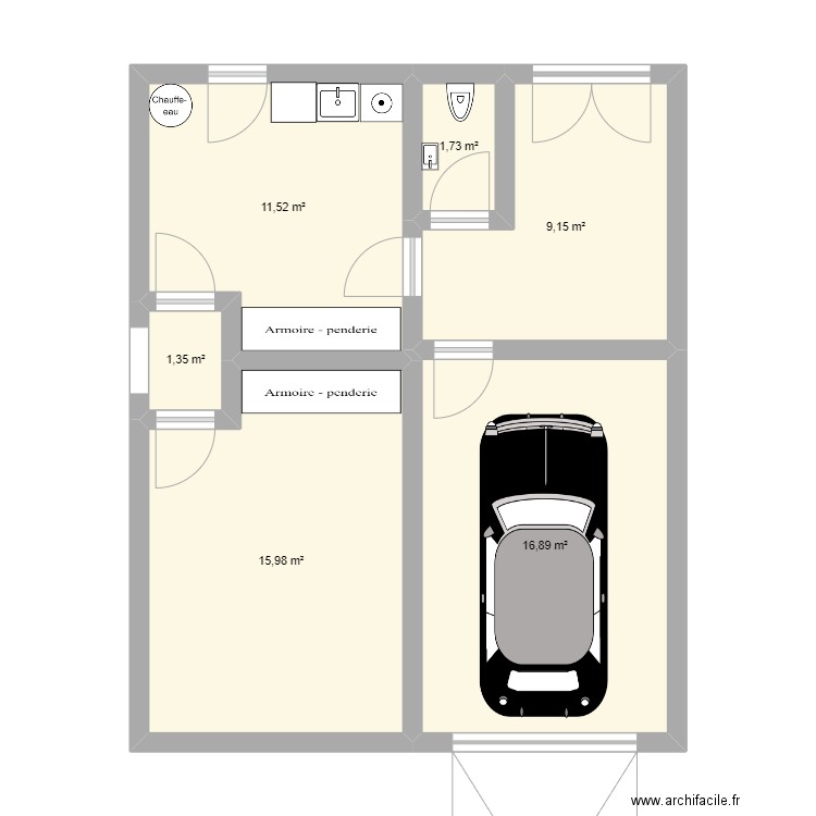 Projet. Plan de 6 pièces et 57 m2