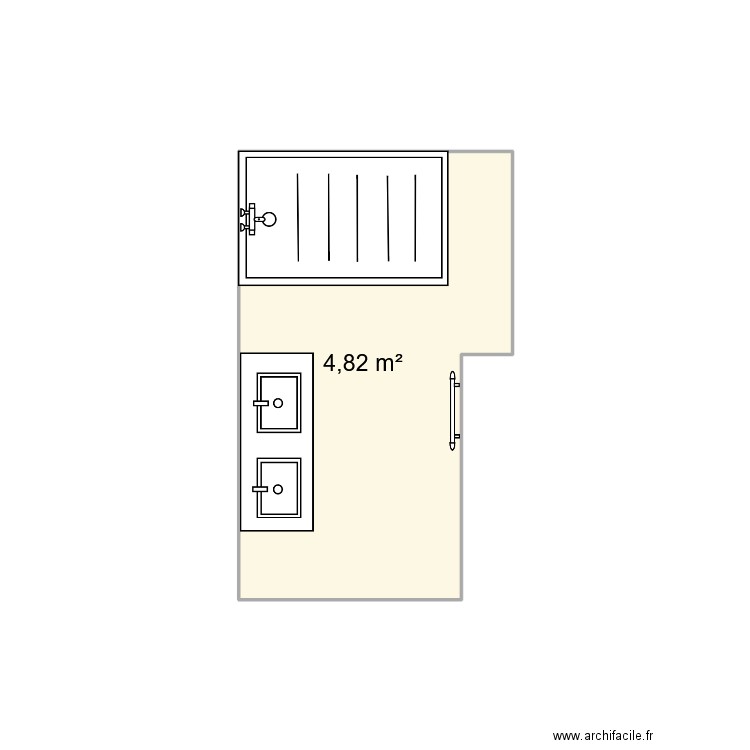 sdb. Plan de 1 pièce et 5 m2