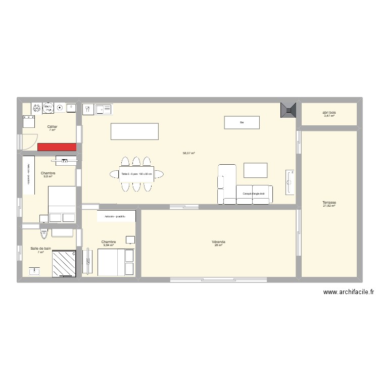 MAISON 1. Plan de 8 pièces et 145 m2