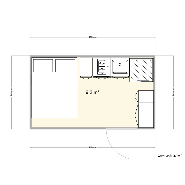 plan lolo camion. Plan de 1 pièce et 9 m2