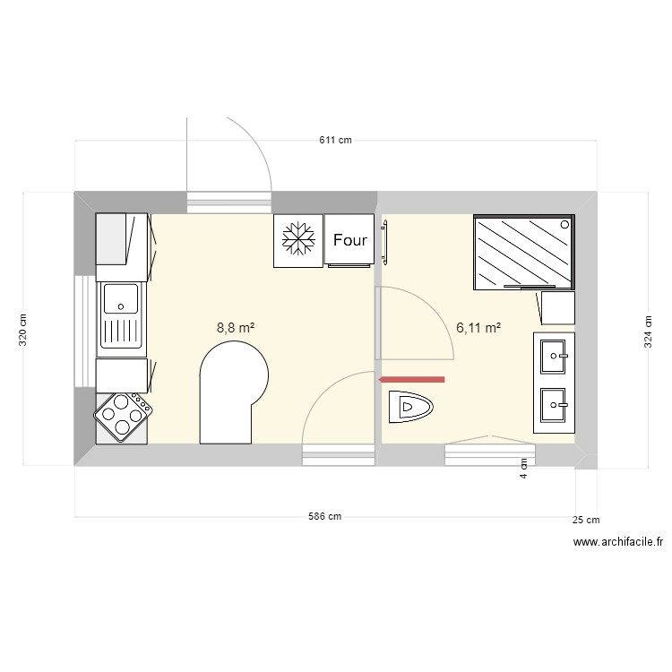 SCI 35 PLAN 1. Plan de 2 pièces et 15 m2