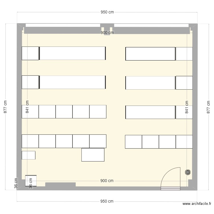 plan de classe. Plan de 1 pièce et 76 m2