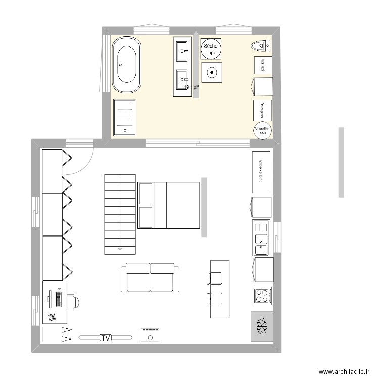 Annexe. Plan de 1 pièce et 18 m2