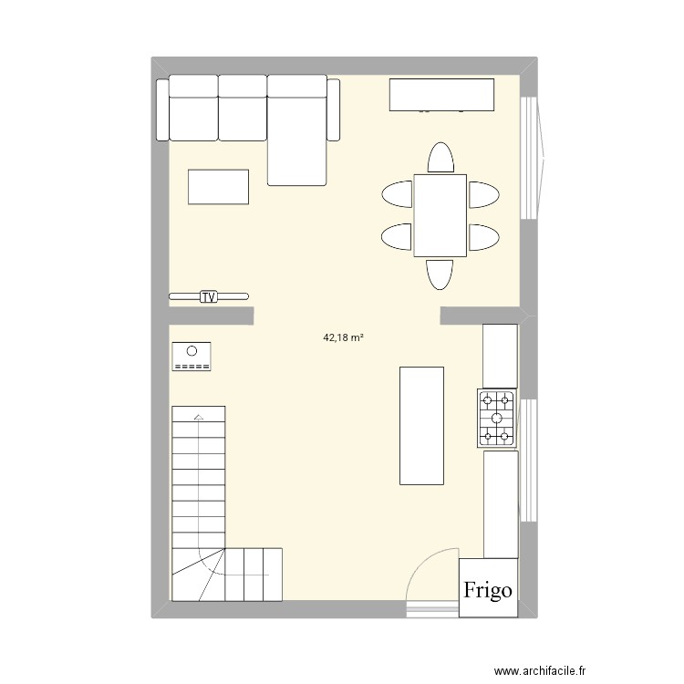Maison . Plan de 1 pièce et 42 m2