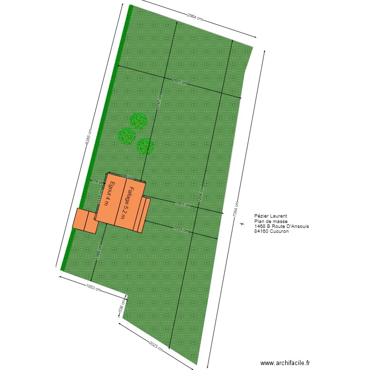 Pézier plan de masse . Plan de 1 pièce et 118 m2