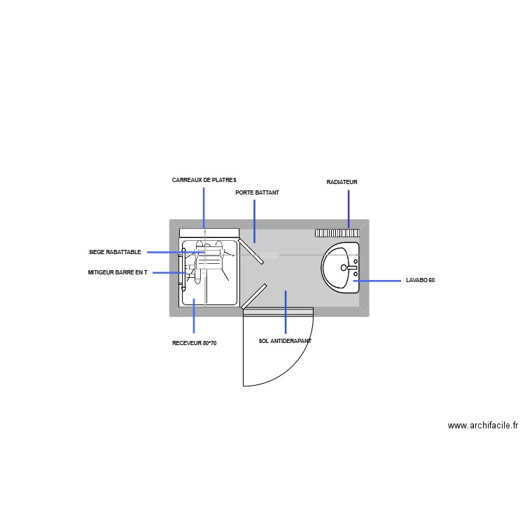 CHIEM cindy. Plan de 1 pièce et 2 m2