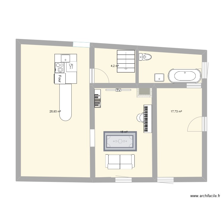 PASSE TEMPS. Plan de 4 pièces et 64 m2