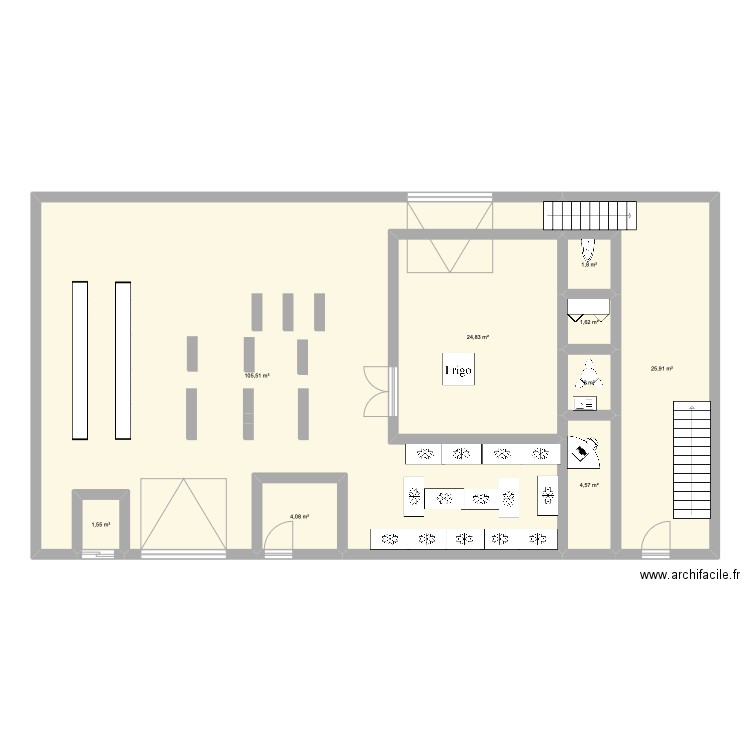 Plan entrepot. Plan de 9 pièces et 172 m2