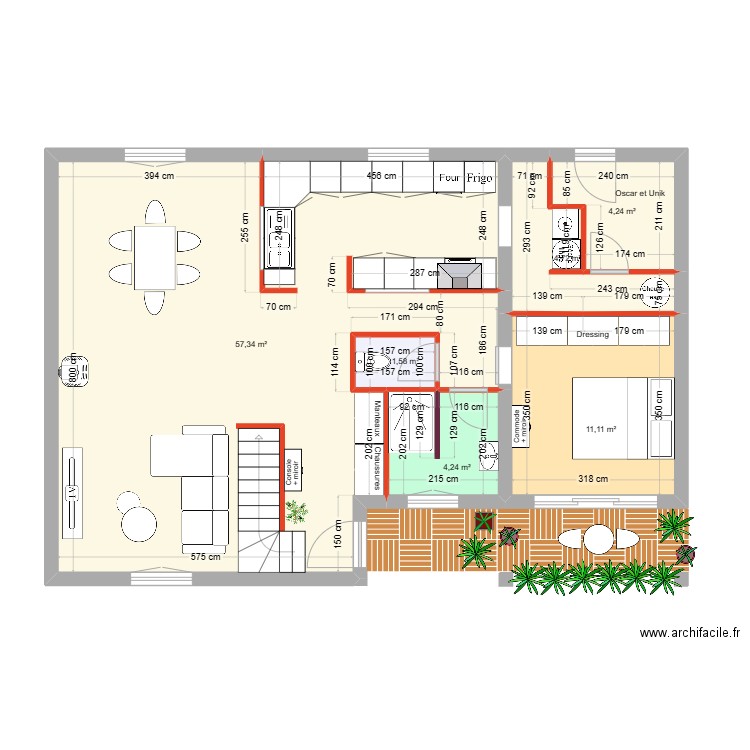 Lalande en Son. Plan de 6 pièces et 83 m2