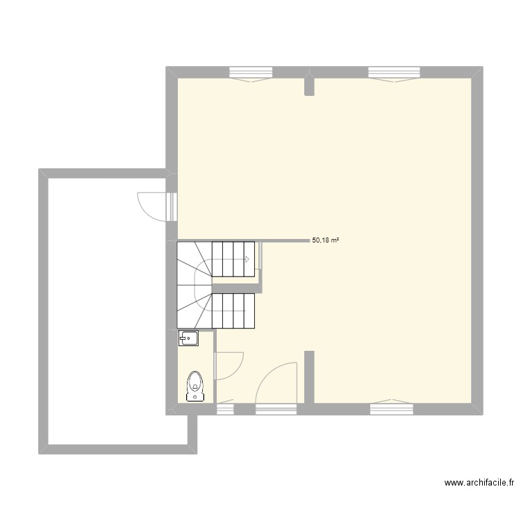 renovation maison. Plan de 1 pièce et 50 m2