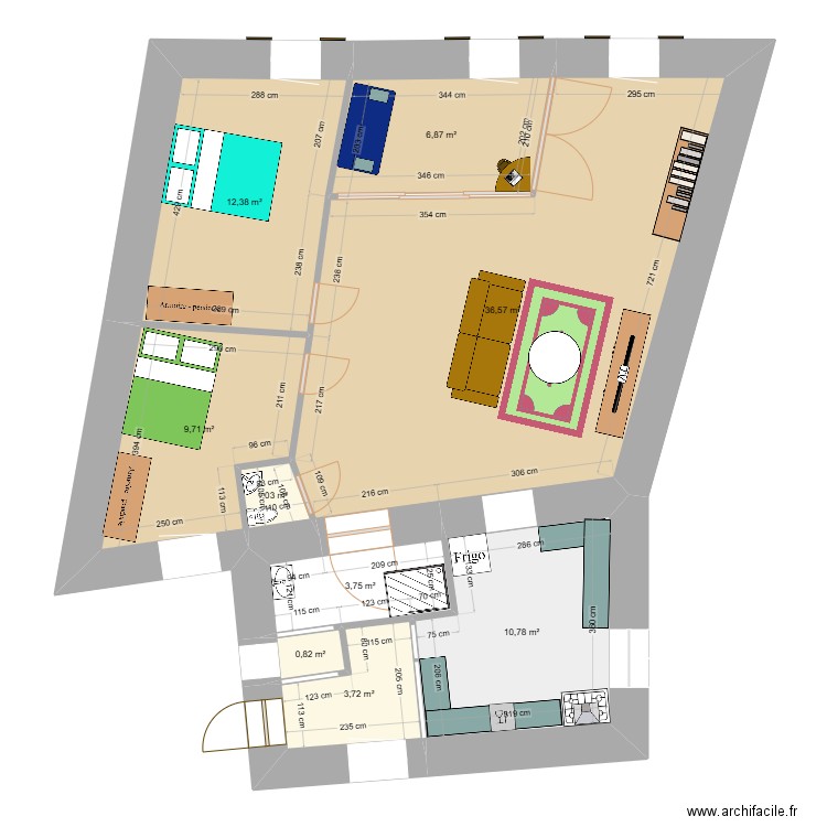 TEST. Plan de 9 pièces et 86 m2