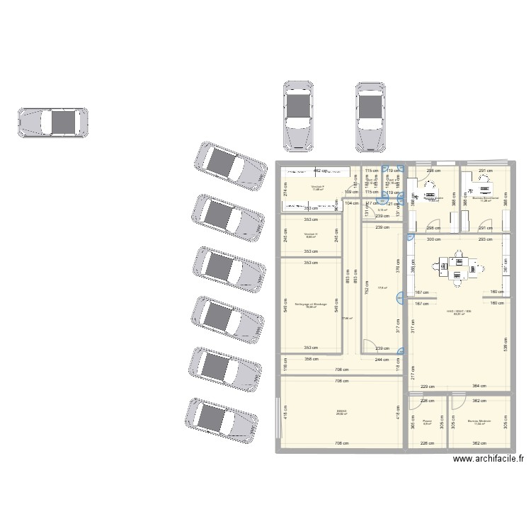 HAD. Plan de 14 pièces et 207 m2