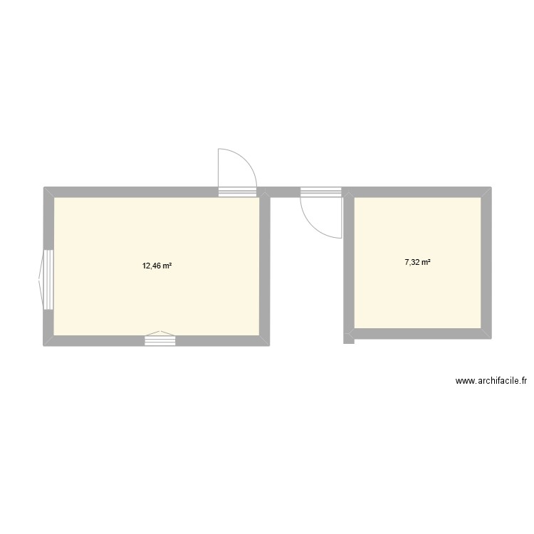 Extension Maison 19.78 m2. Plan de 2 pièces et 20 m2