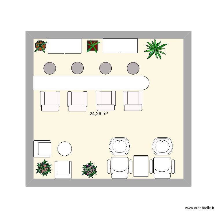 Bar à ongles . Plan de 1 pièce et 24 m2