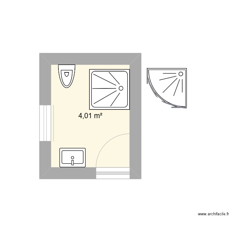 sdb . Plan de 1 pièce et 4 m2