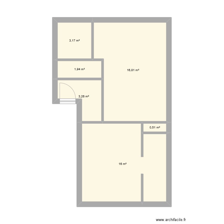 vt annecy 1er étage. Plan de 6 pièces et 42 m2