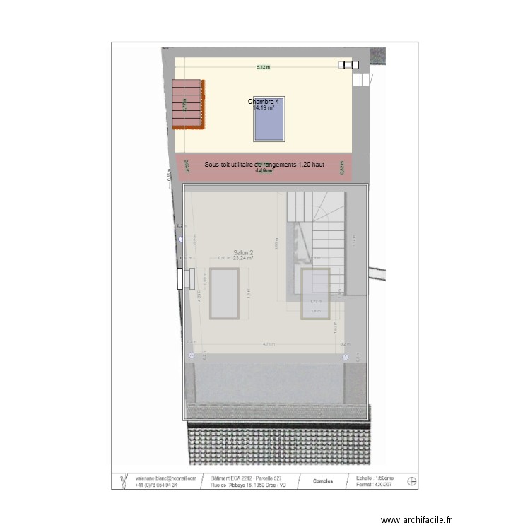 3èm3. Plan de 2 pièces et 18 m2