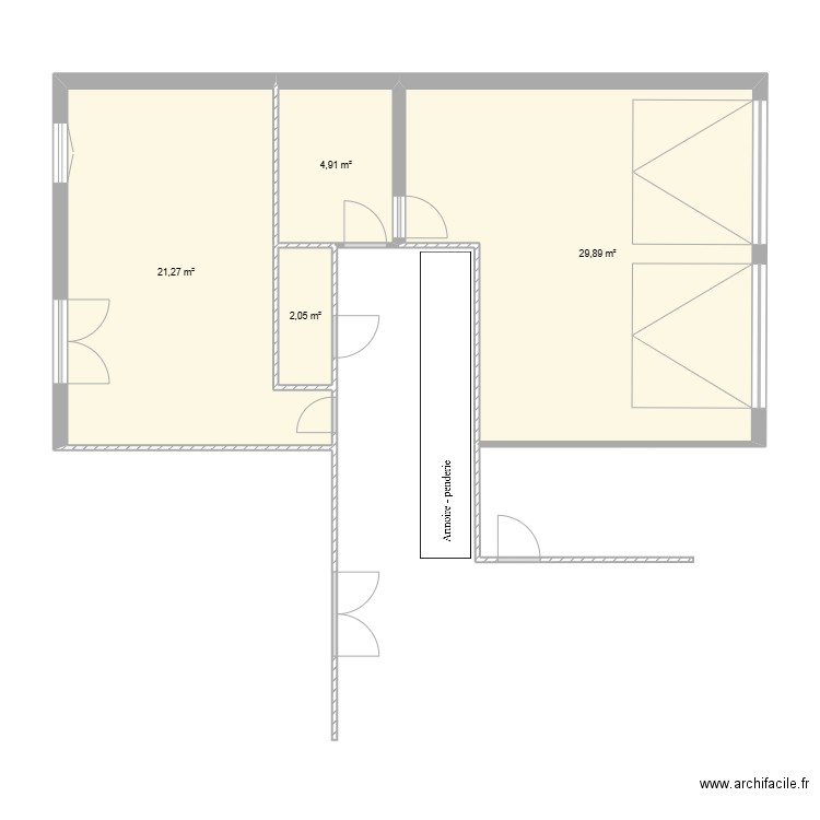 st germain v1. Plan de 4 pièces et 58 m2