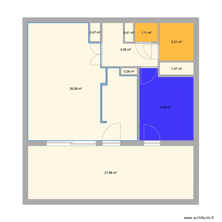 Plan origine. Plan de 10 pièces et 68 m2