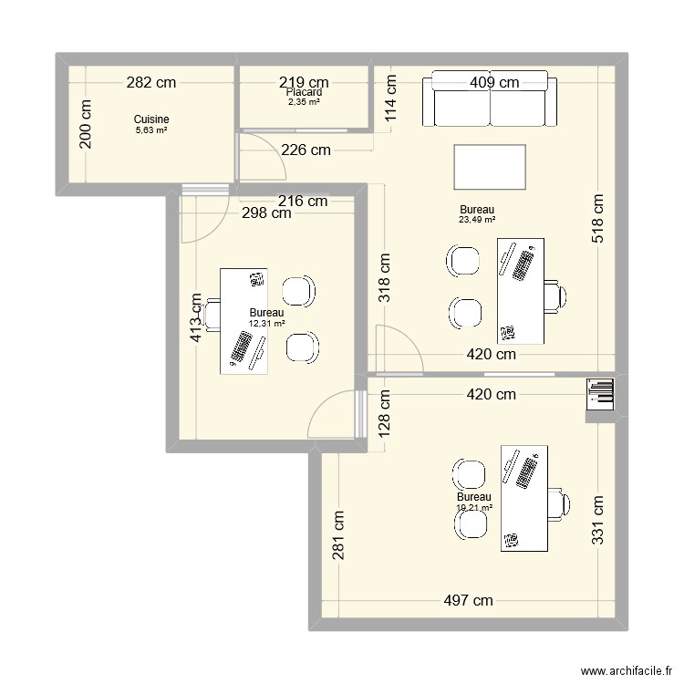 Amélie. Plan de 5 pièces et 63 m2