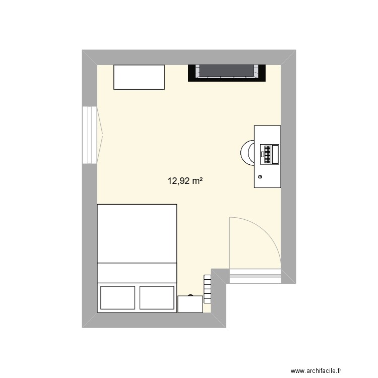 chambre marion. Plan de 1 pièce et 13 m2