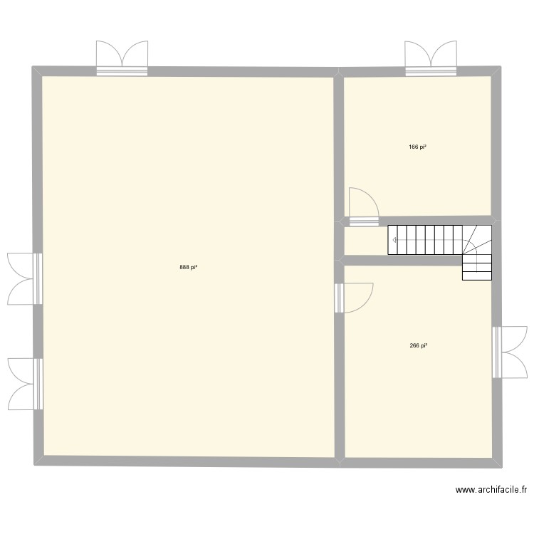 Plan sous-sol actuel . Plan de 3 pièces et 123 m2