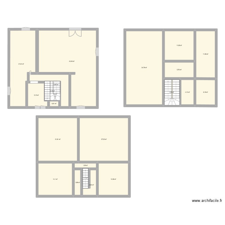 rdc. Plan de 21 pièces et 239 m2